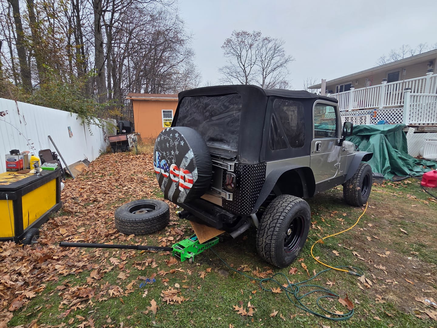 Customer photo review of Jeep Spare Tire Cover - American Flag Jeep Spare Tire Cover Black And Grey