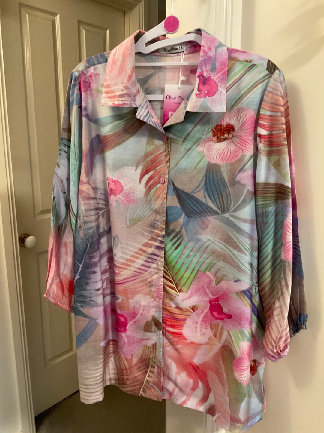 Customer photo review of Collared Silk Shirt (Orchid)