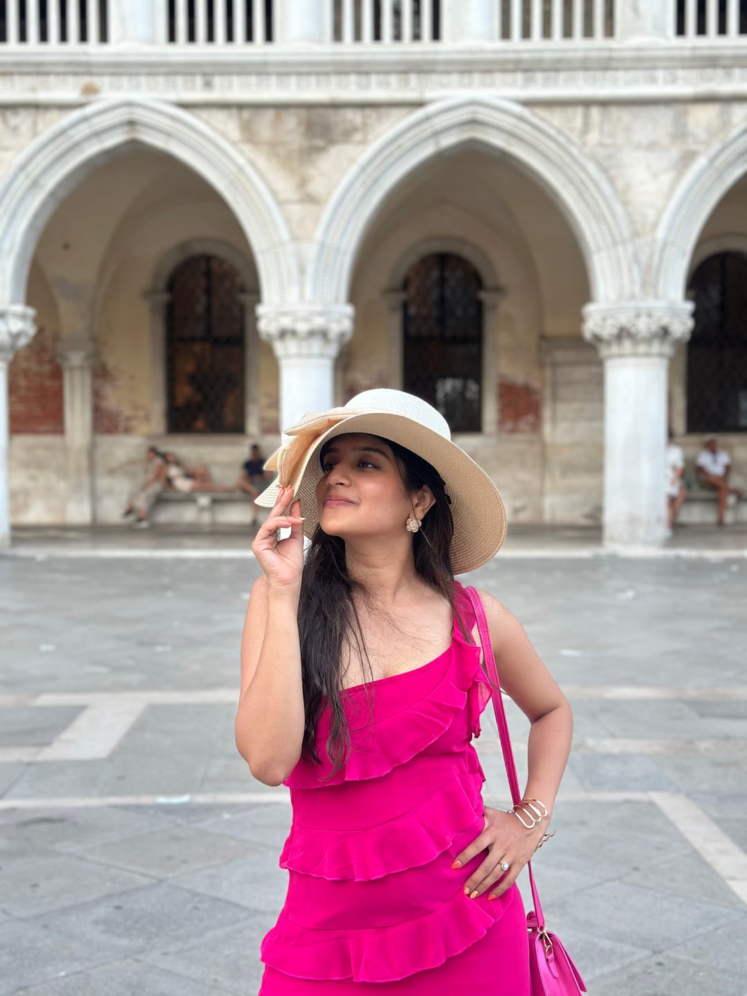 Customer photo review of Atlee Ruffled Maxi Dress in Pink