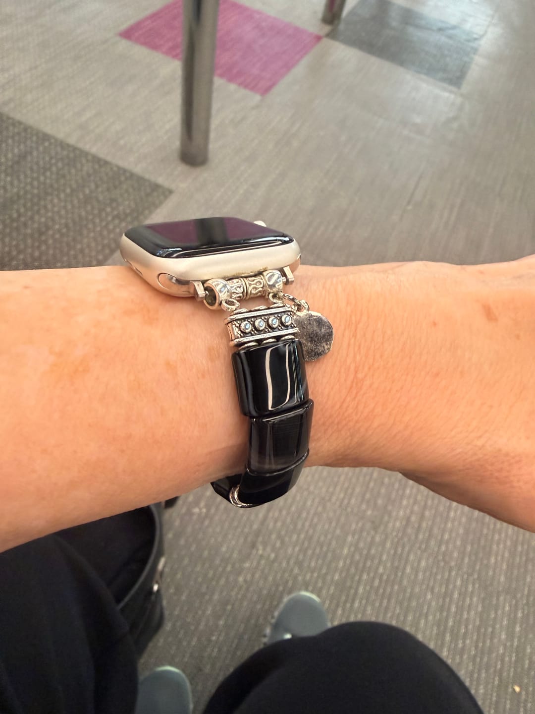 Customer photo review of Bohemian Noir Stretch Apple Watch Strap