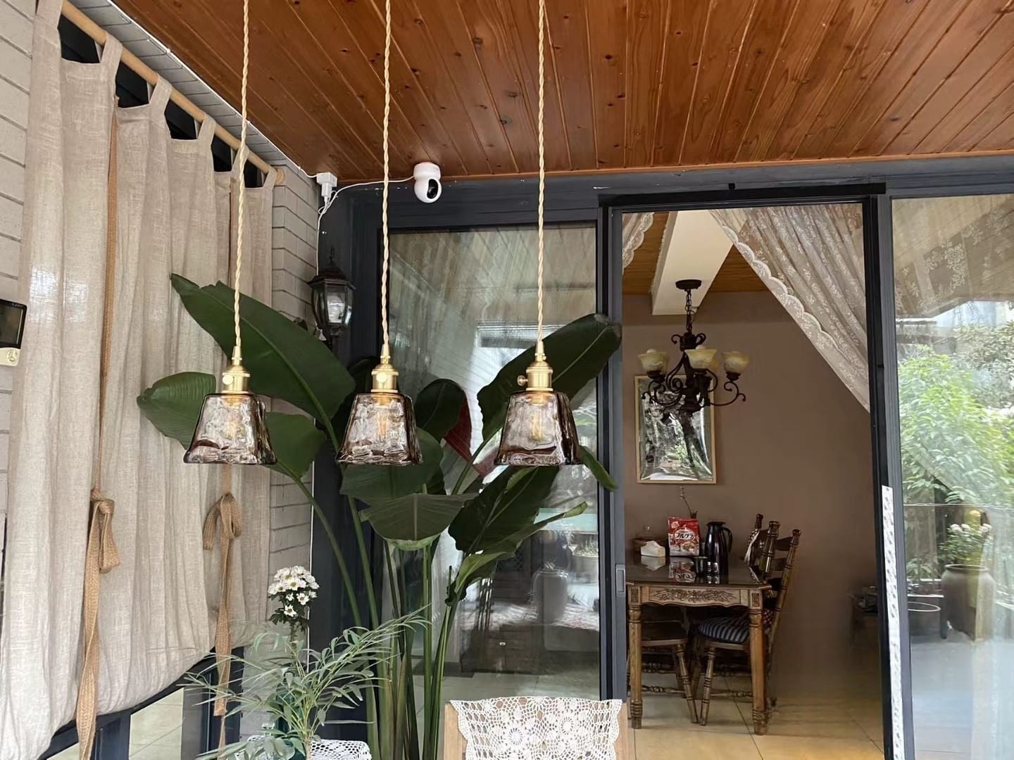 Customer photo review of Classic Starfire Glass Table Pendant Light