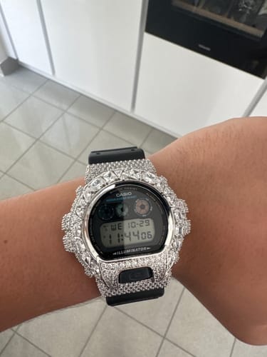 Customer photo review of White Gold Iced Out Medley Custom G Shock Watch