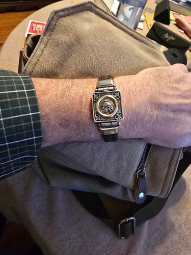 Customer photo review of Ancient Greece - AR Drachma - Alexander the Great - Circa 305-281 BCE - Presented in a 14K Bezel with an Italian leather bracelet.