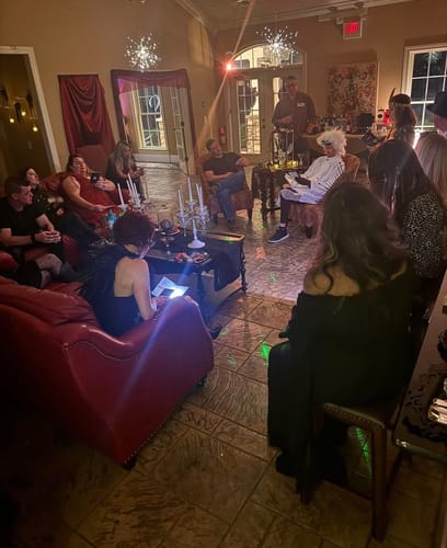 Customer photo review of Replay-able Vampire Ball Murder Mystery Dinner Party Game for Up to 20 Adults - Host A Halloween Dinner Party Game Night - Vampire Theme – Dracula Themed Dinner Party Game V2