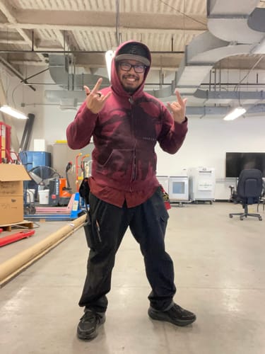 Customer photo review of Dark Red Igris Silhouette Zip-Up Hoodie (Solo Leveling)