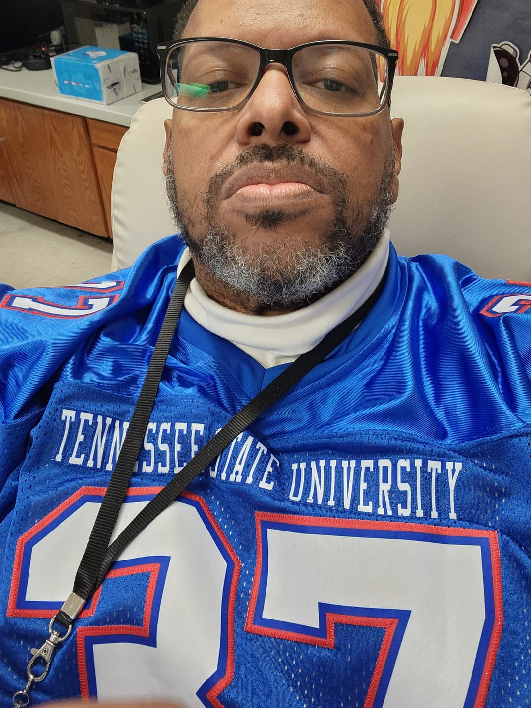 Customer photo review of Custom Royal White-Red Classic Style Mesh Authentic American Football Jersey