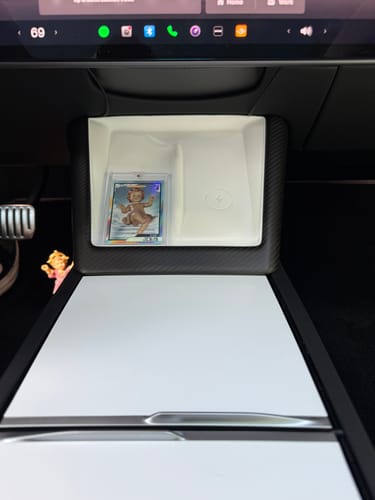 Customer photo review of Real Molded Matte Carbon Fiber Mobile Charger Surround Trim for Tesla Model 3 2023-2025 Highland