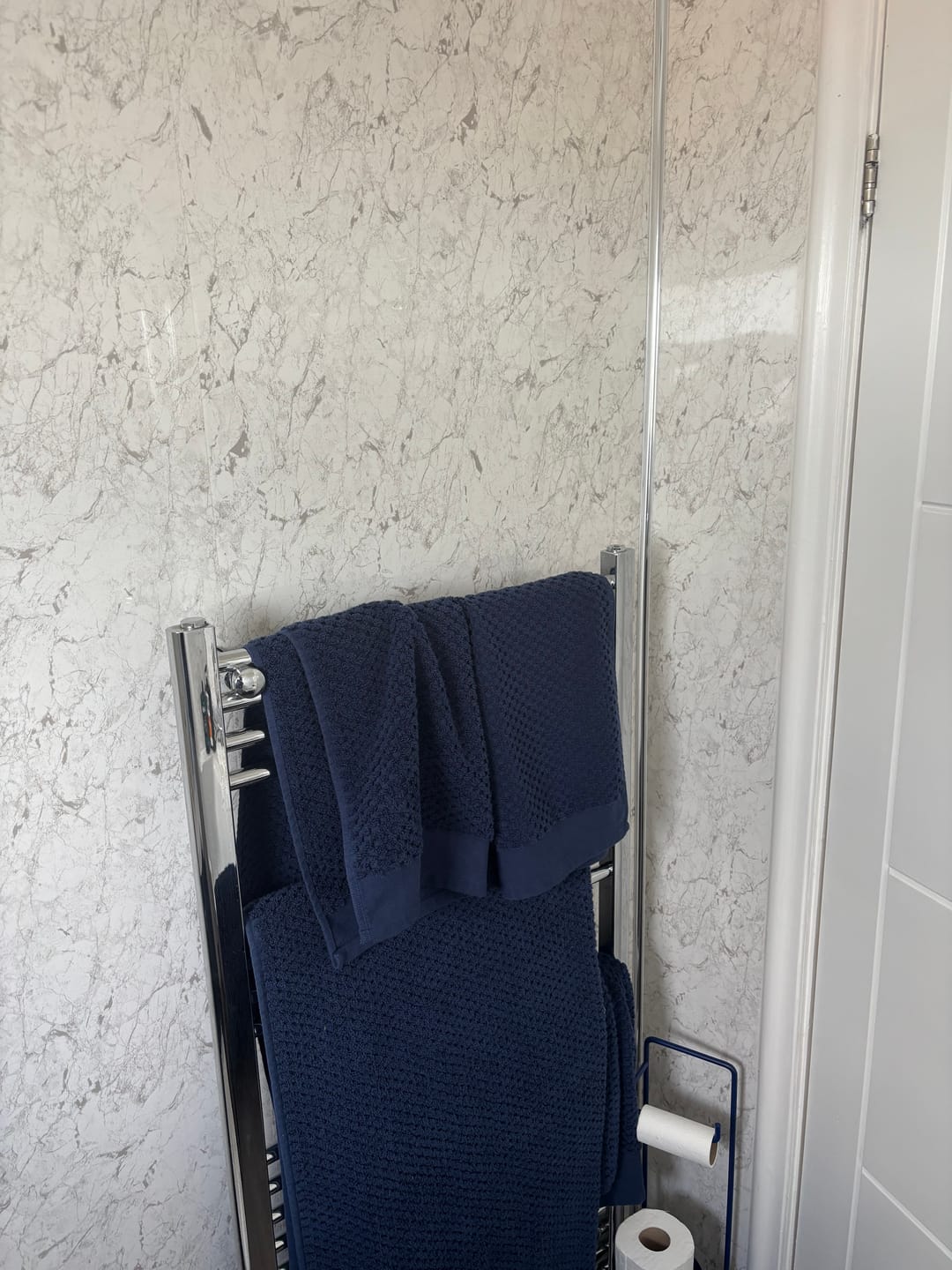 Customer photo review of 10mm White Marble Gloss Shower Panel 1M x 2.4M