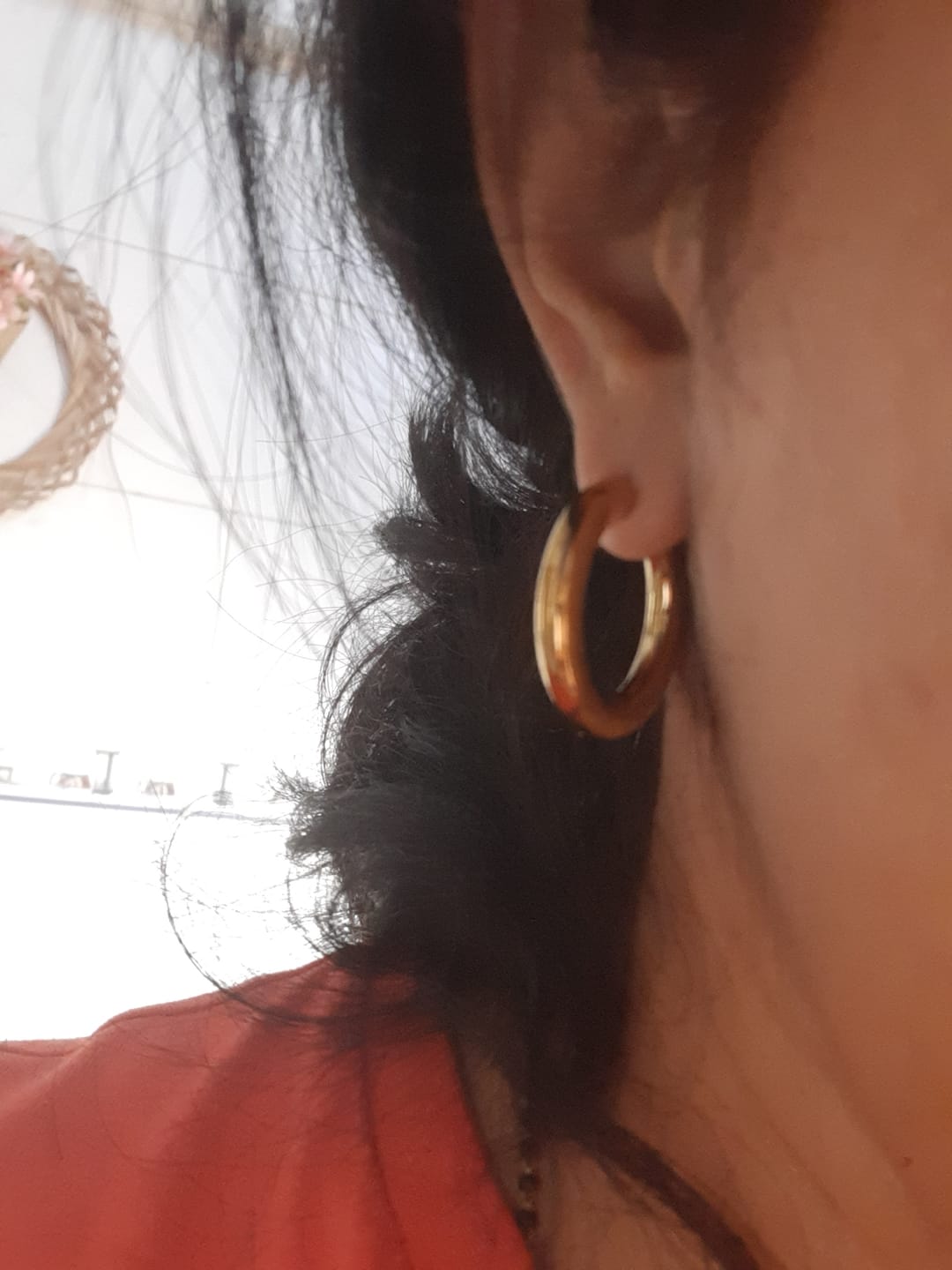 Customer photo review of Golden Orb Earrings
