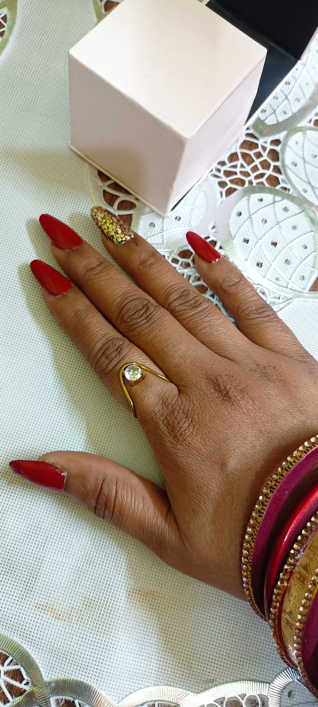 Customer photo review of Trendy Vee Diamond Ring (Size-6)