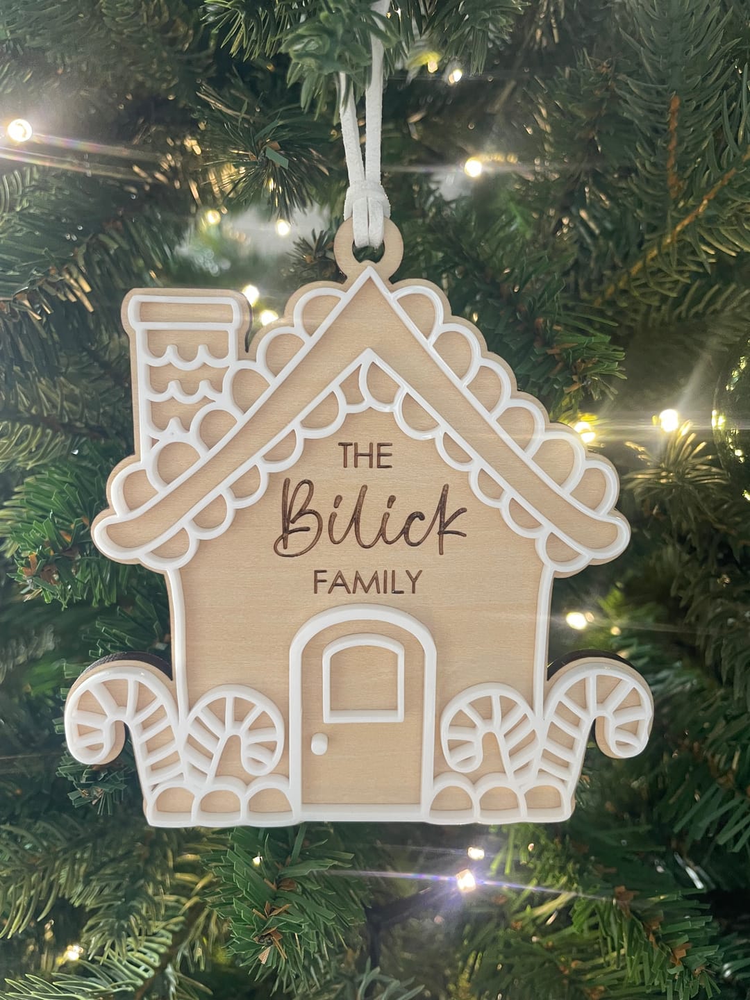 Customer photo review of Personalised Christmas Ornament Gingerbread Family House