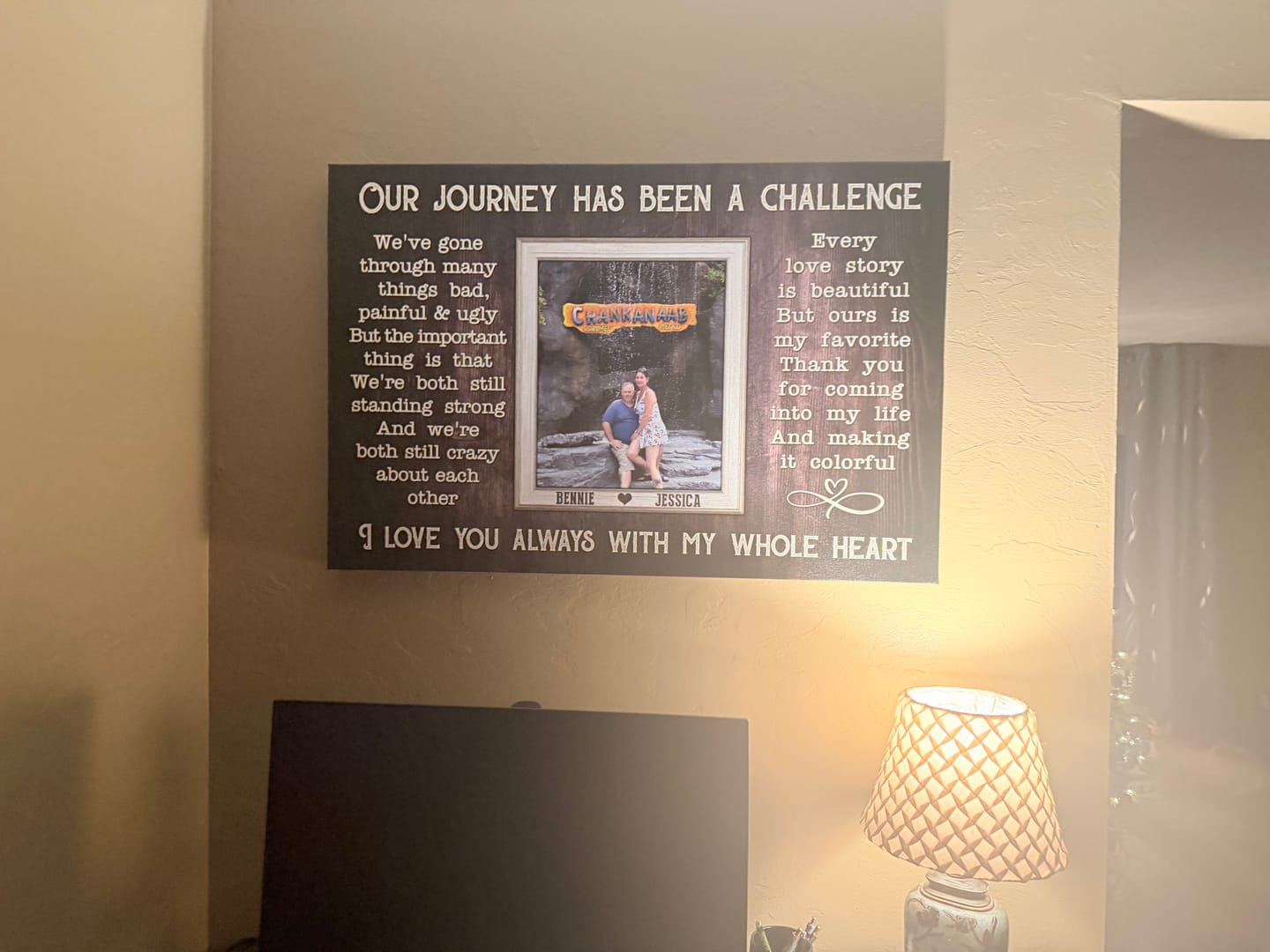 Customer photo review of Personalized Canvas Prints, Custom Photos, Loving Gift For Couple, Couple Gift, Anniversary Gift, When I Say I Love You More Dem Canvas