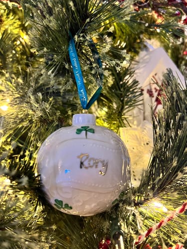 Customer photo review of Belleek Classic Personalised Christmas Bauble
