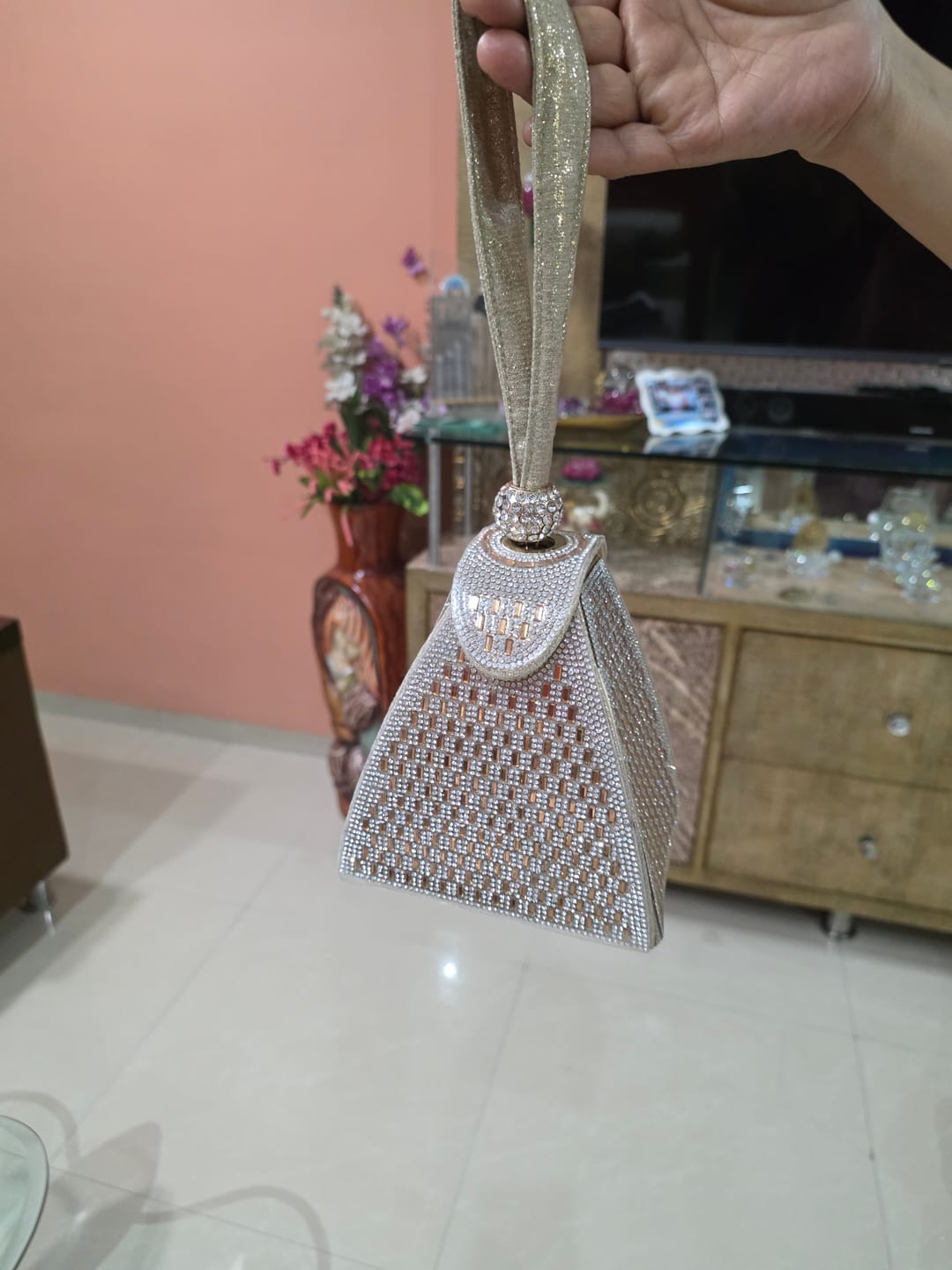 Customer photo review of Claire Crystal Pyramid Handbag