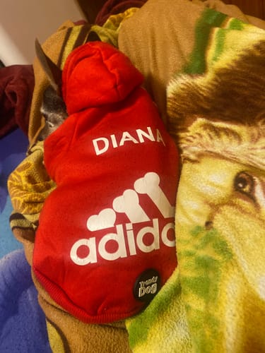 Customer photo review of Felpa "Adidog" Rossa Personalizzabile con Nome