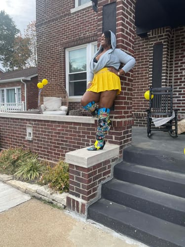 Customer photo review of Teyanna Draped Top (Grey)