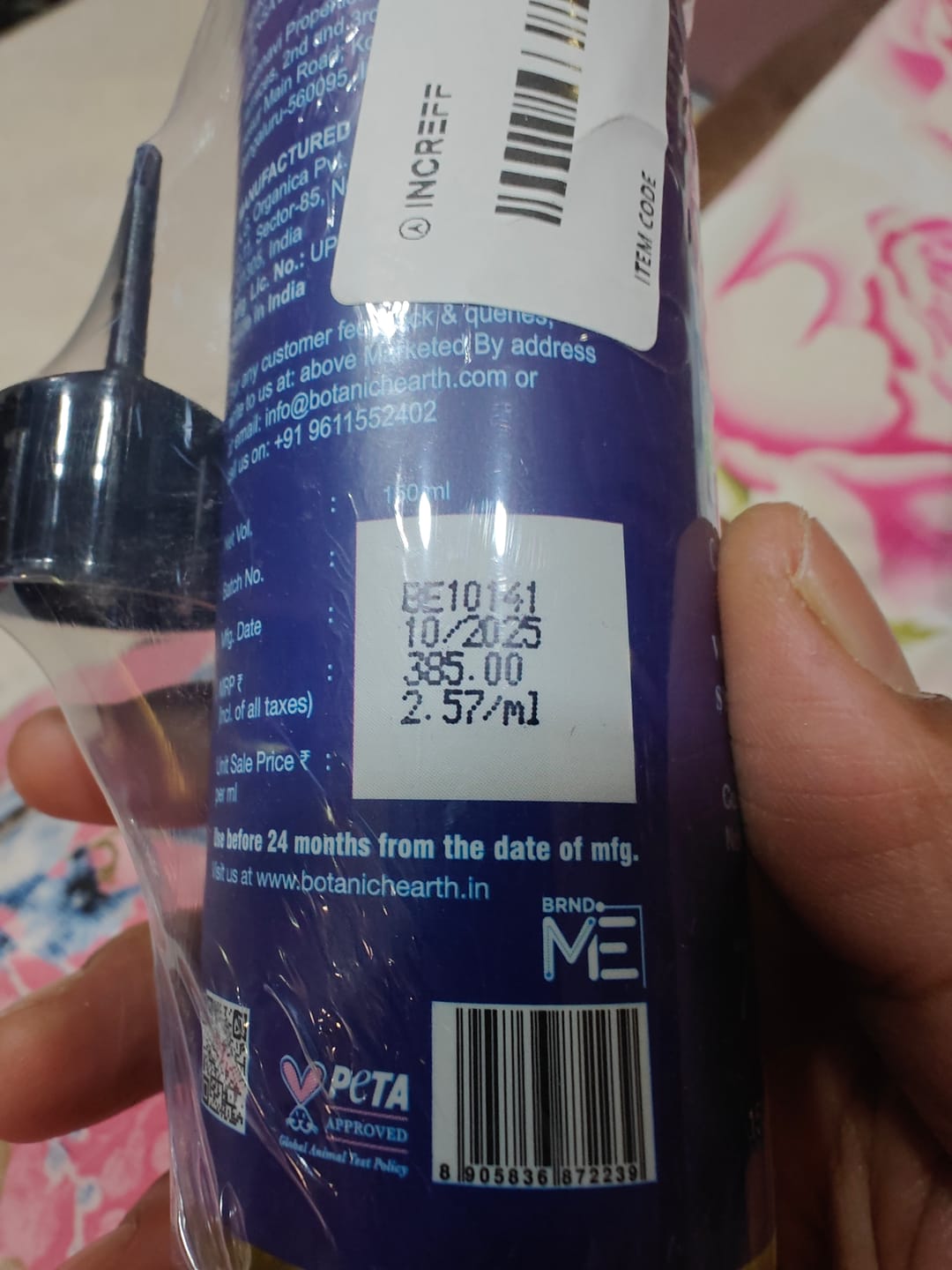 Customer photo review of 100% Pure Rosemary Oil For Hair Growth Infused With Biotin - 198ml