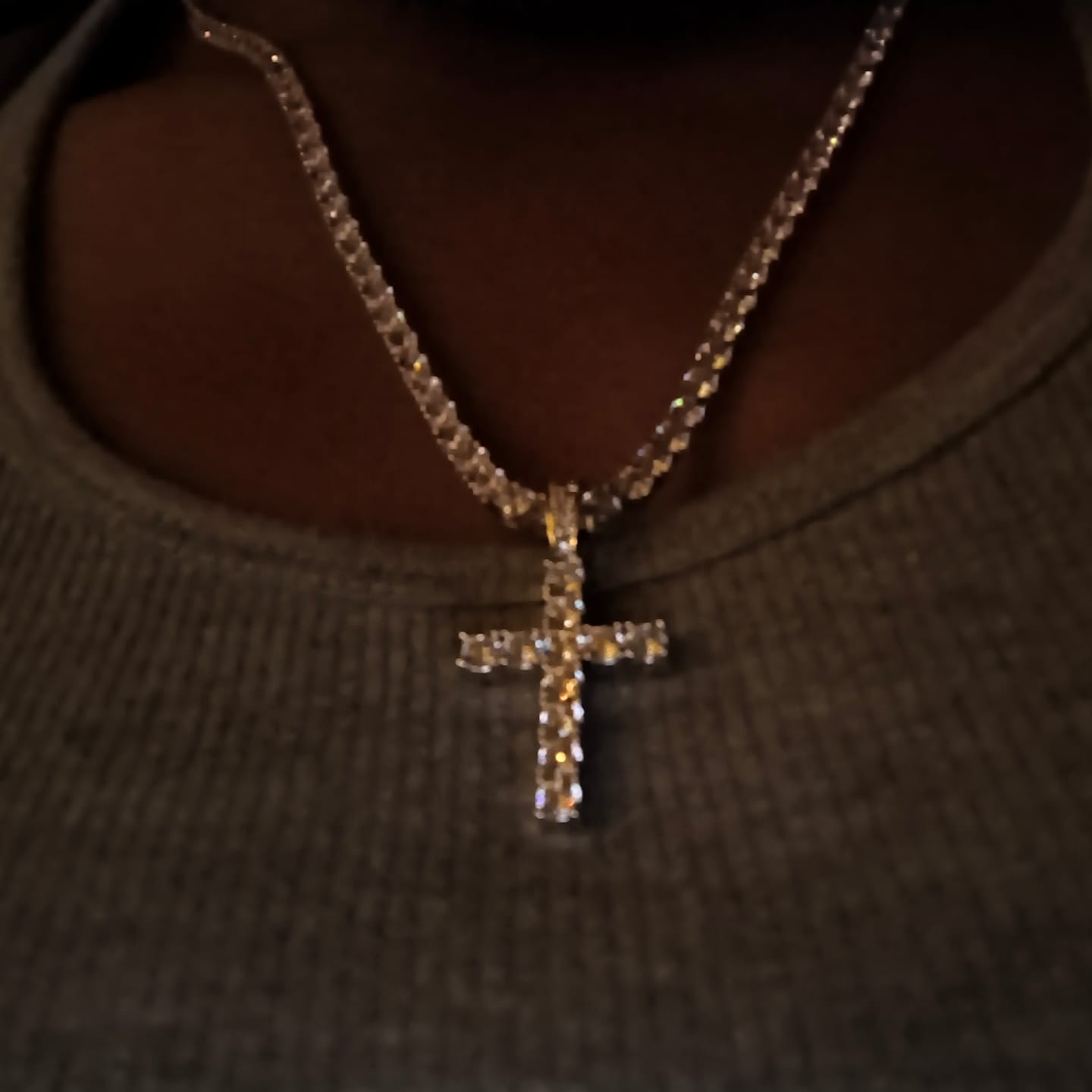 Customer photo review of Diamond Cross Pendant - White Gold