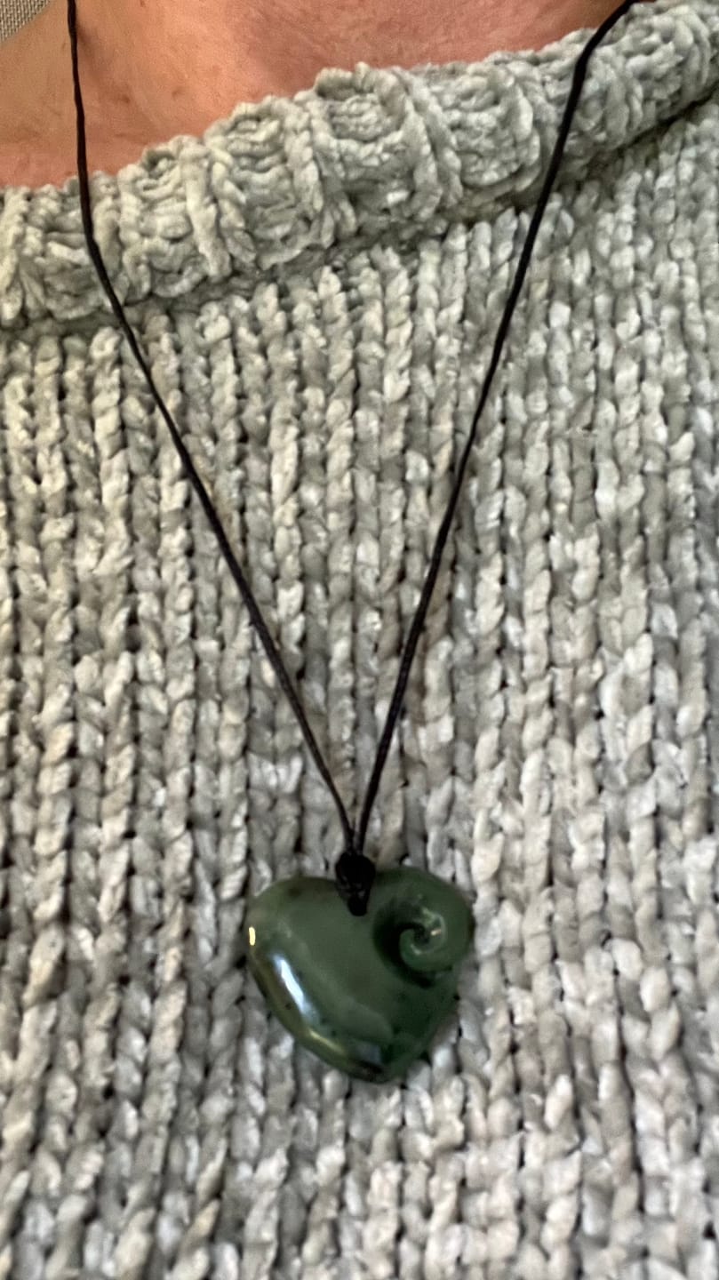 Customer photo review of Heart Koru Pounamu Small Pendant