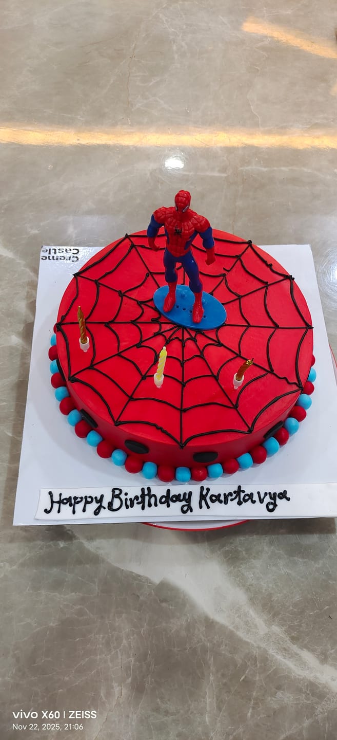 Customer photo review of Spidey Web Birthday Cake