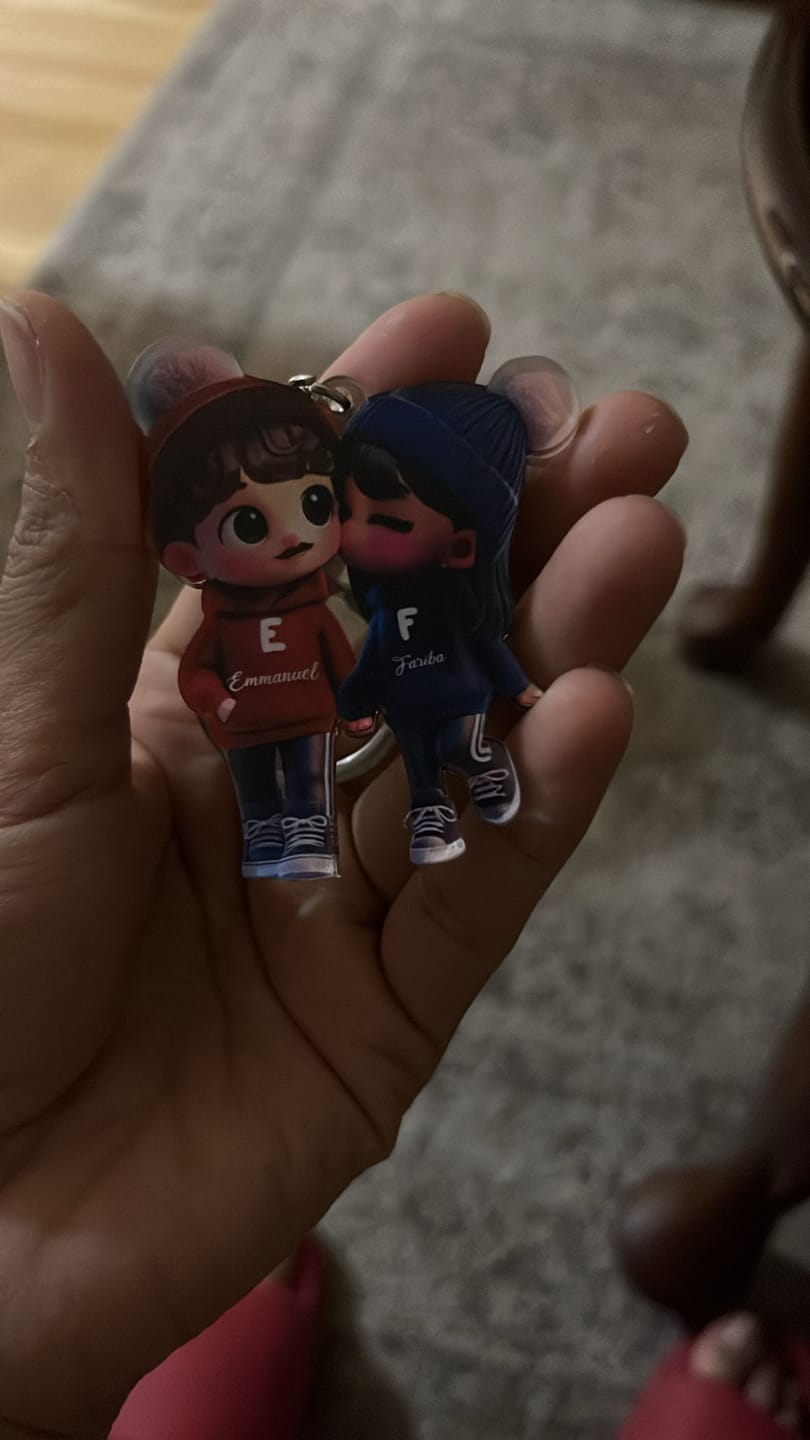 Customer photo review of Cute Cartoon Couple Walking Personalized Acrylic Keychain-Gift For Couple