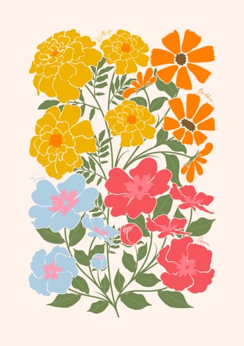 Customer photo review of 'In Bloom' Family Birth Flower Illustration
