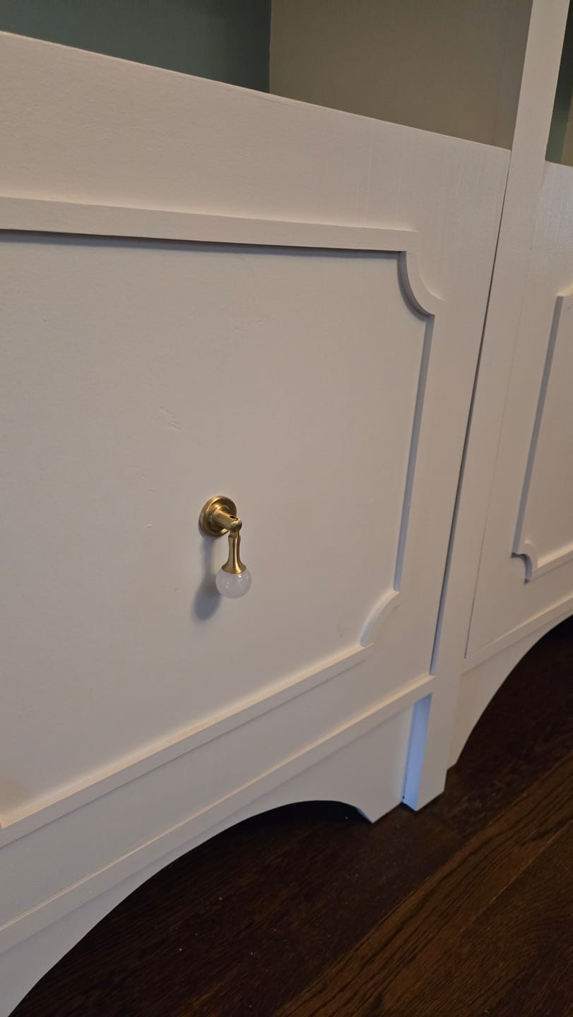 Customer photo review of Brushed Brass Stone Drop Knob | Lapis Elegans