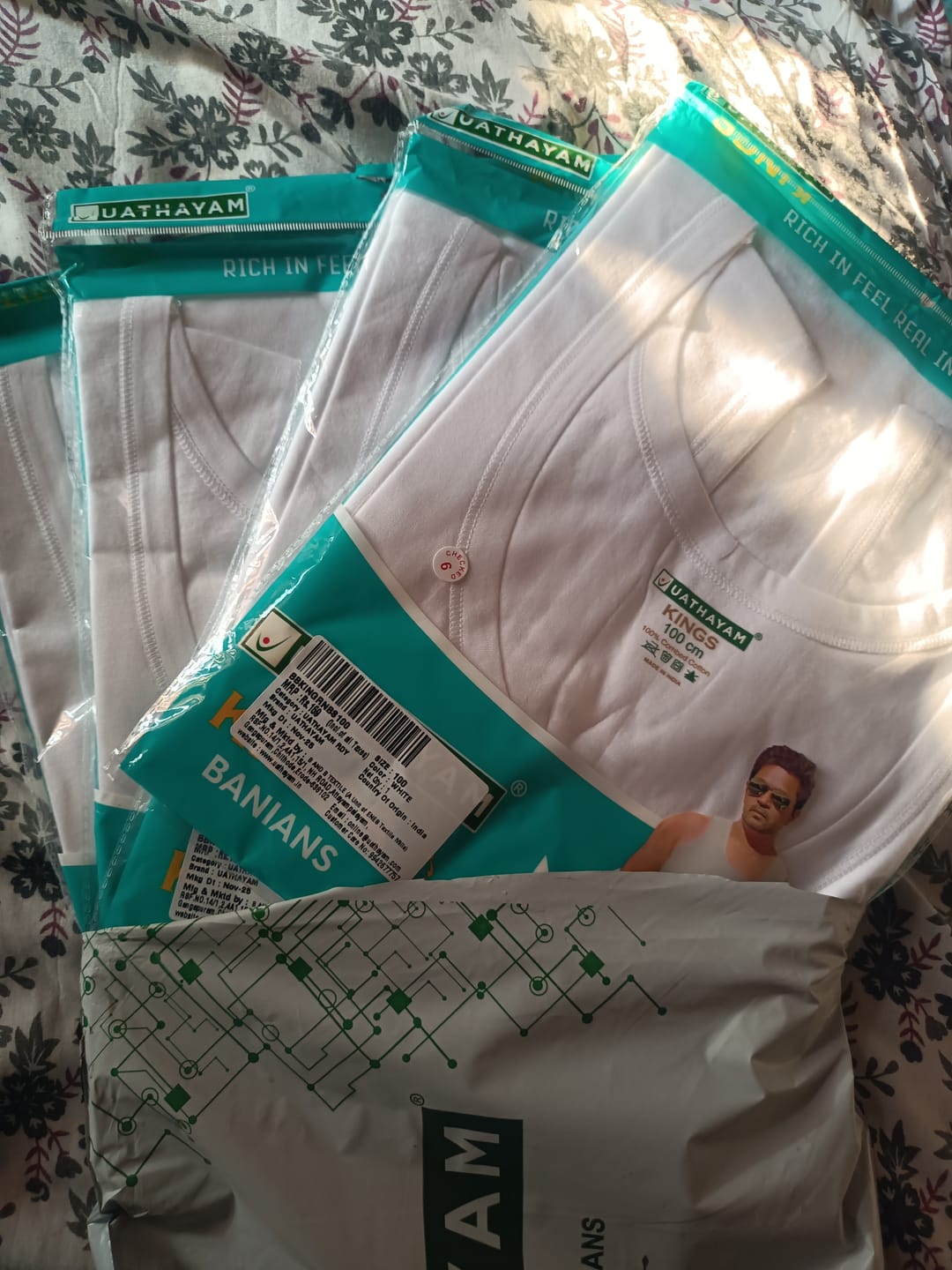 Customer photo review of Kings RNBS - 100%  Cotton White Vest For Mens Combo (Pack of 4) | Uathayam