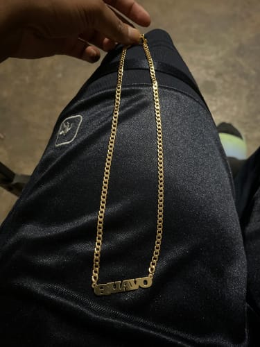 Customer photo review of Personalized Nameplate Necklace w/ Multiples Names on Cuban Chain