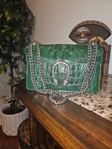 Customer photo review of Crocodile Leather Chain Shoulder Bag