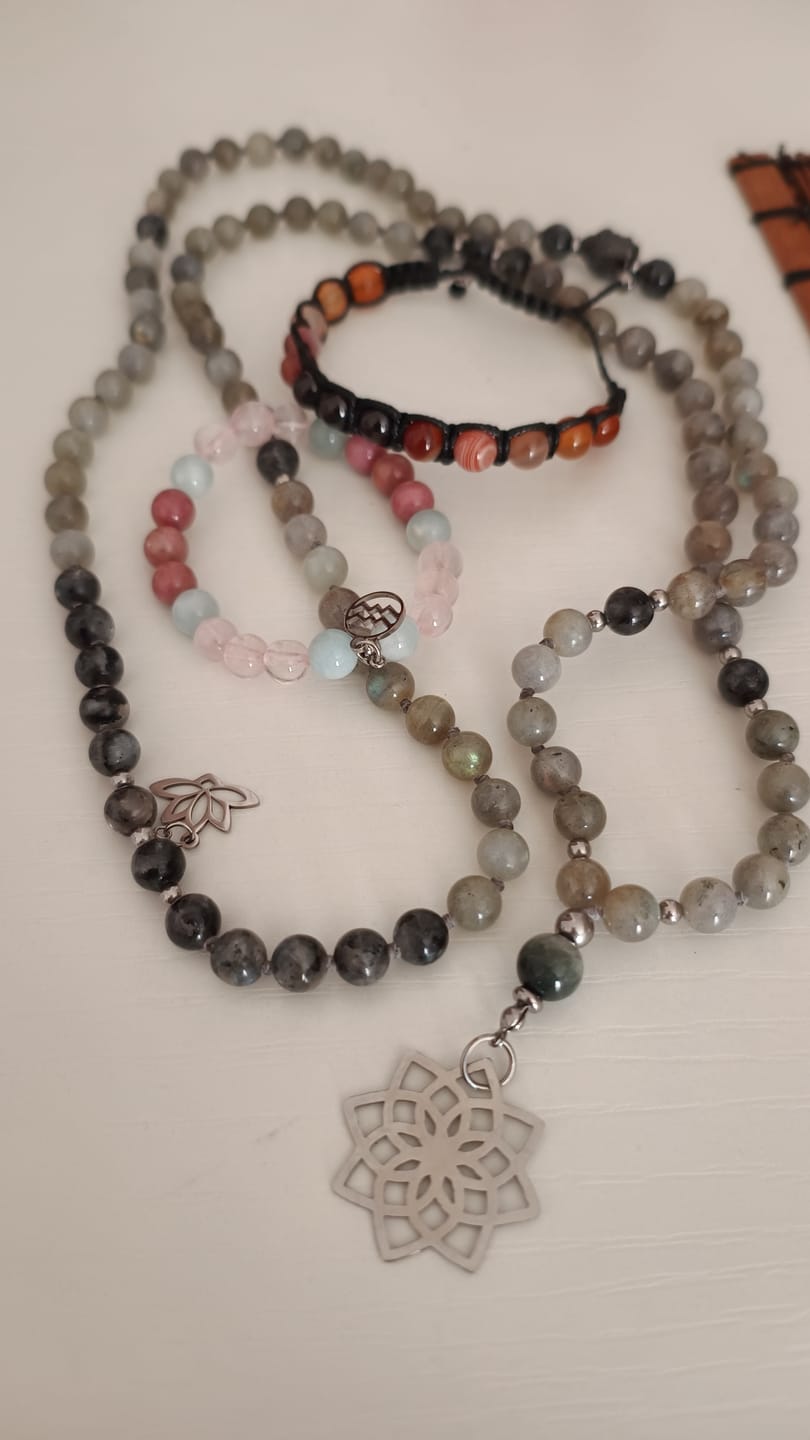 Customer photo review of Handmade Labradorite Mala – Intuition, Success, and Inner Light