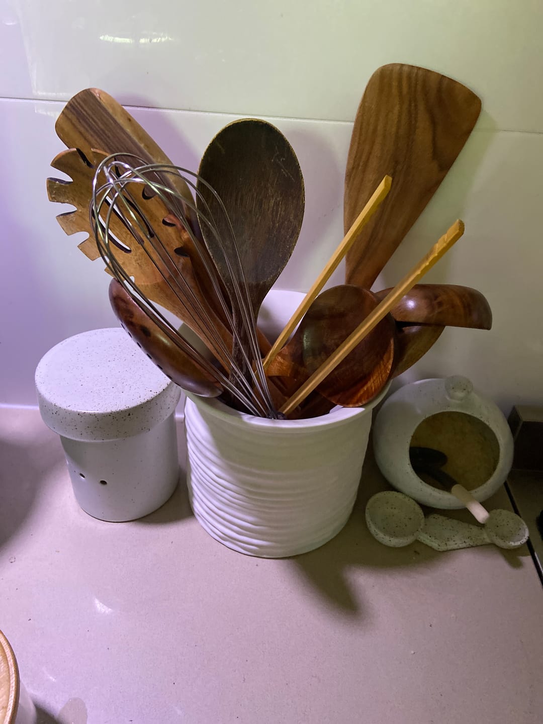 Customer photo review of Teak Wooden Utensil Set
