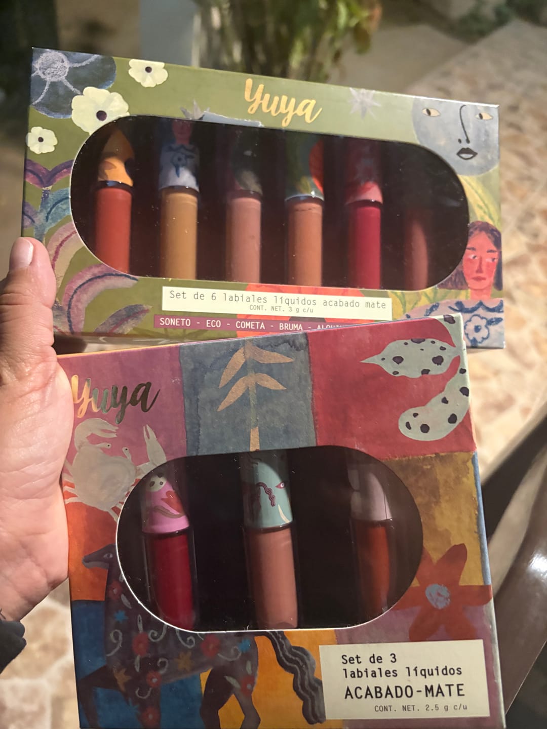 Customer photo review of Set de 6 Labiales Líquidos Mate Yuya 2024 (Alquimia, Soneto, Bruma, Eco, Cometa, Maleza)