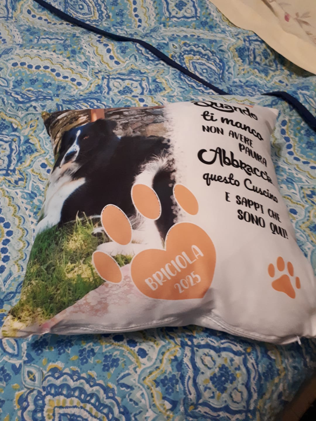 Customer photo review of Quando ti manco - Cuscino personalizzato