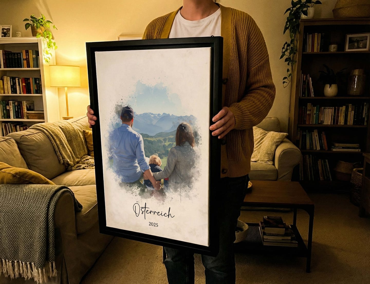 Customer photo review of Personalisierte Leinwand - "Du & Ich Aquarell"