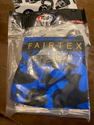 Customer photo review of FAIRTEX GOLDEN JUBILEE MUAY THAI SHORTS - BS1917