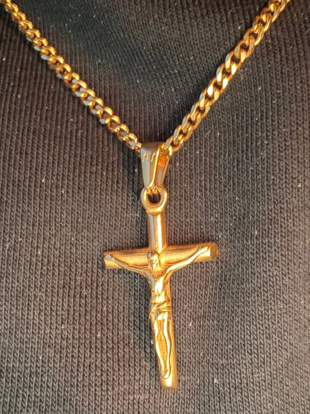 Customer photo review of Gold Cross Necklace