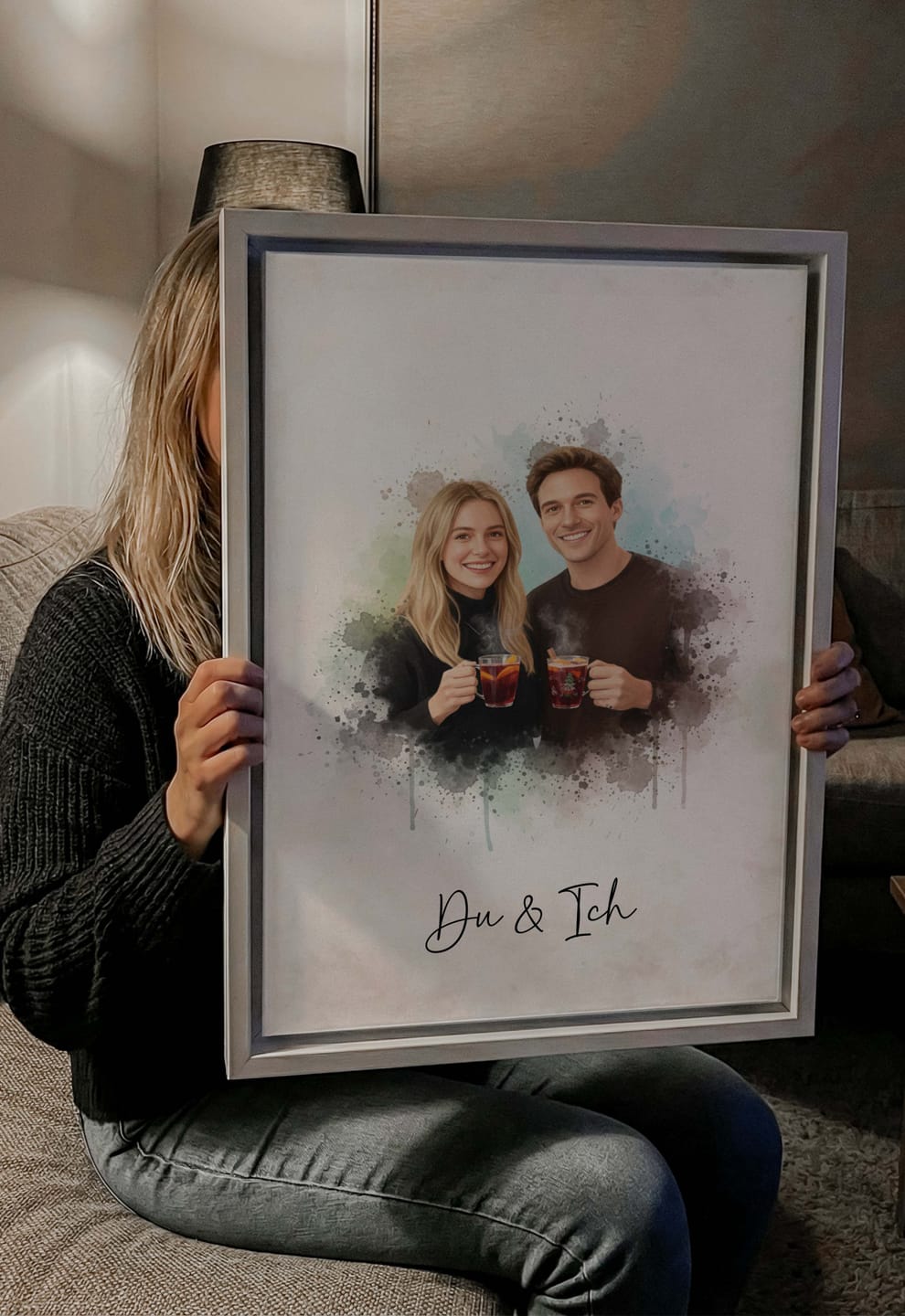 Customer photo review of Personalisierte Leinwand - "Du & Ich Aquarell"