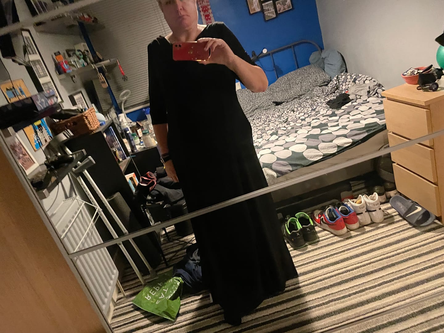 Customer photo review of Black Cowl Neck Maxi Gown with Ruched Bustle Back