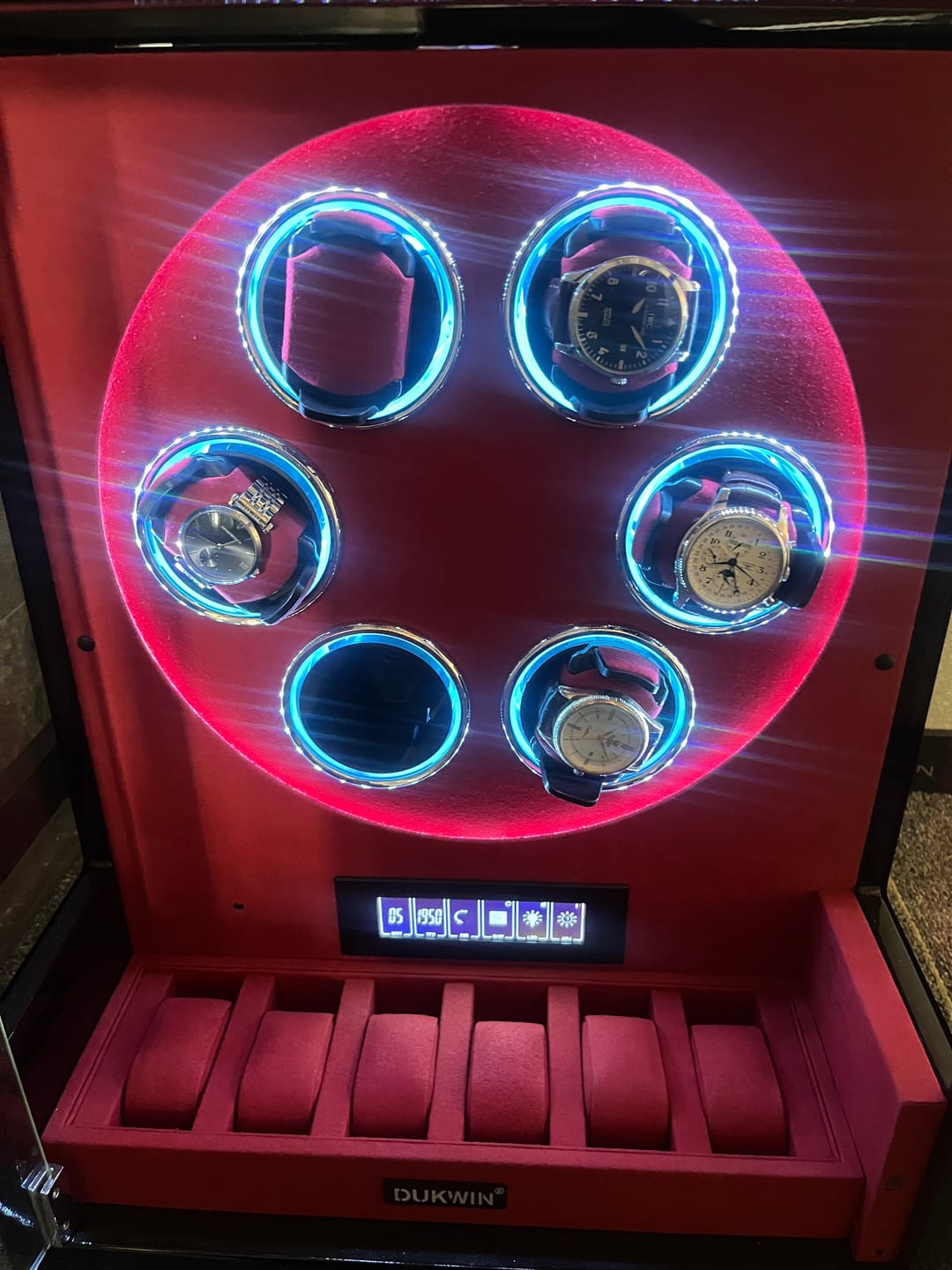 Customer photo review of VIRTUOSO – Premium 6 Watch Winder with Fingerprint Lock & Extra Storage - Red