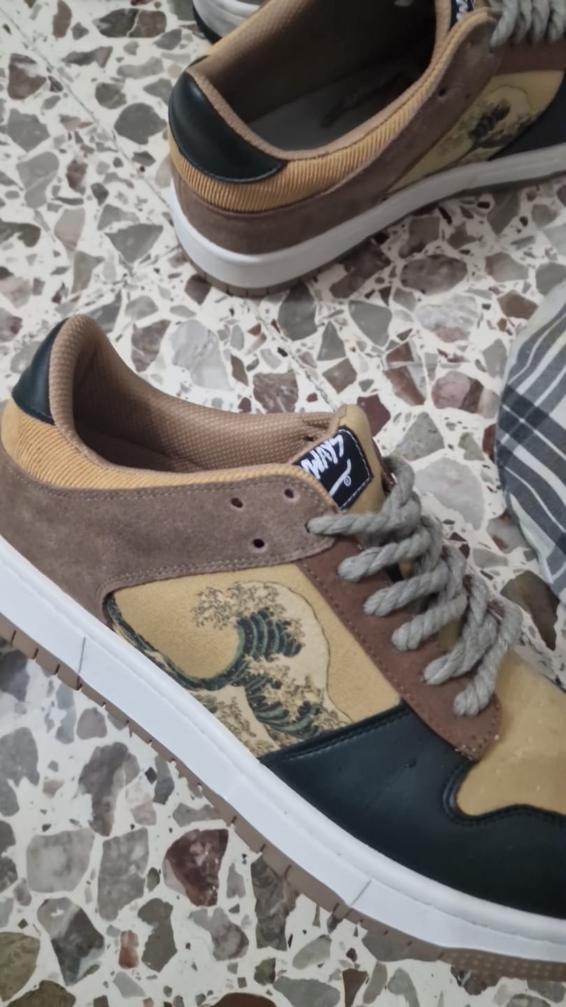 Customer photo review of The great wave off Kanagawa inspired sneakers