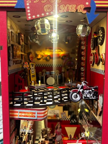 Customer photo review of 1950s Diner DIY Wooden Book Nook Shelf Insert