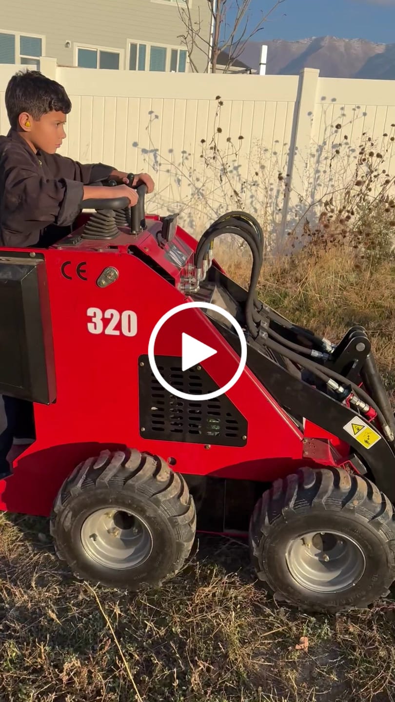 Customer video review of Mini Stand On Skid Steer Wheel Loader MS320L, 13.5 HP B&S Engine