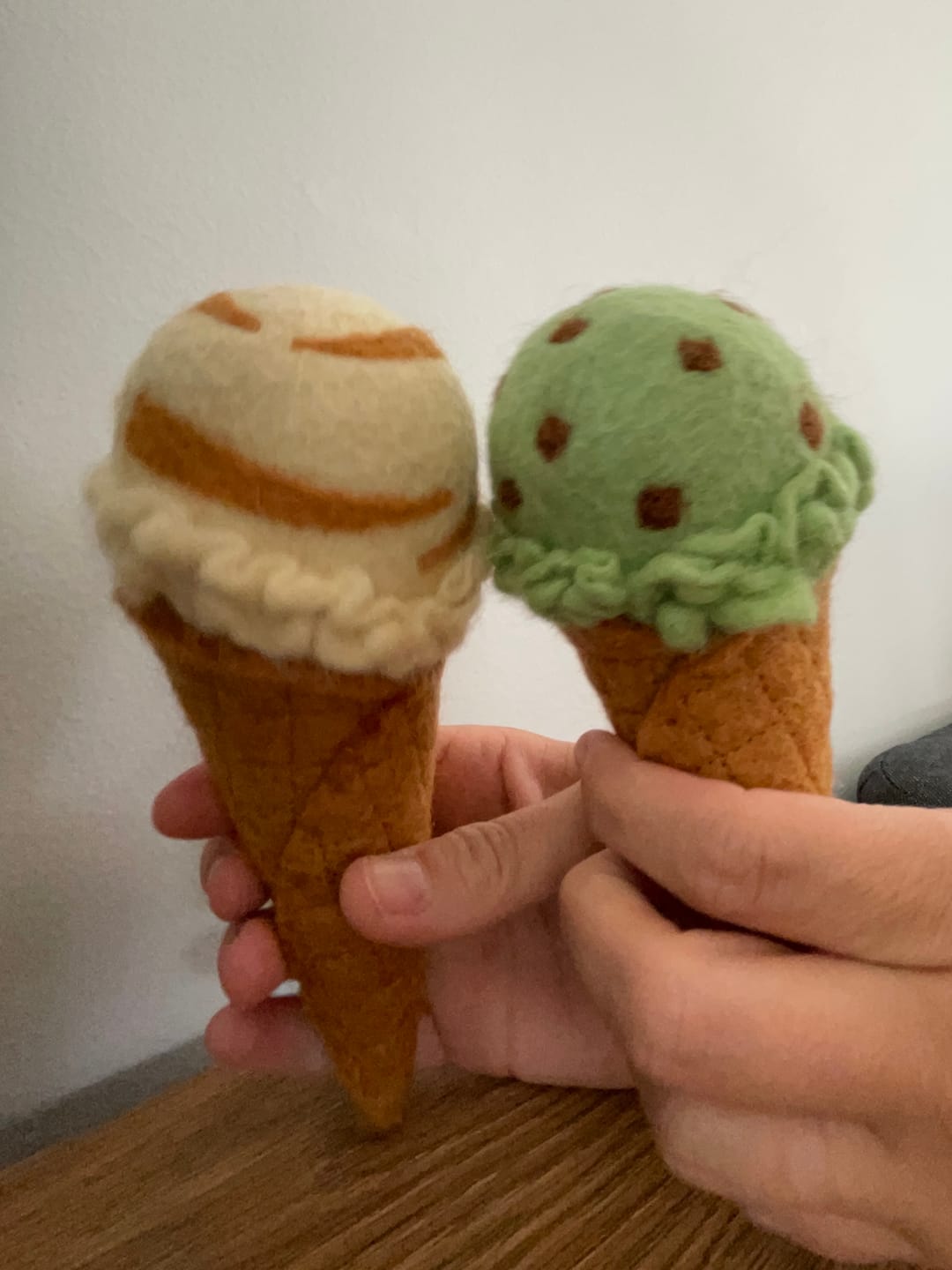 Customer photo review of Felt Ice Cream Set - Waffle Cones and 9 Ice Cream Scoops