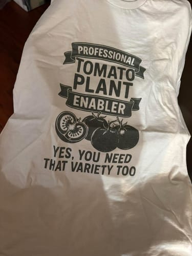 Customer photo review of Professional Tomato Plant Enabler T-Shirt