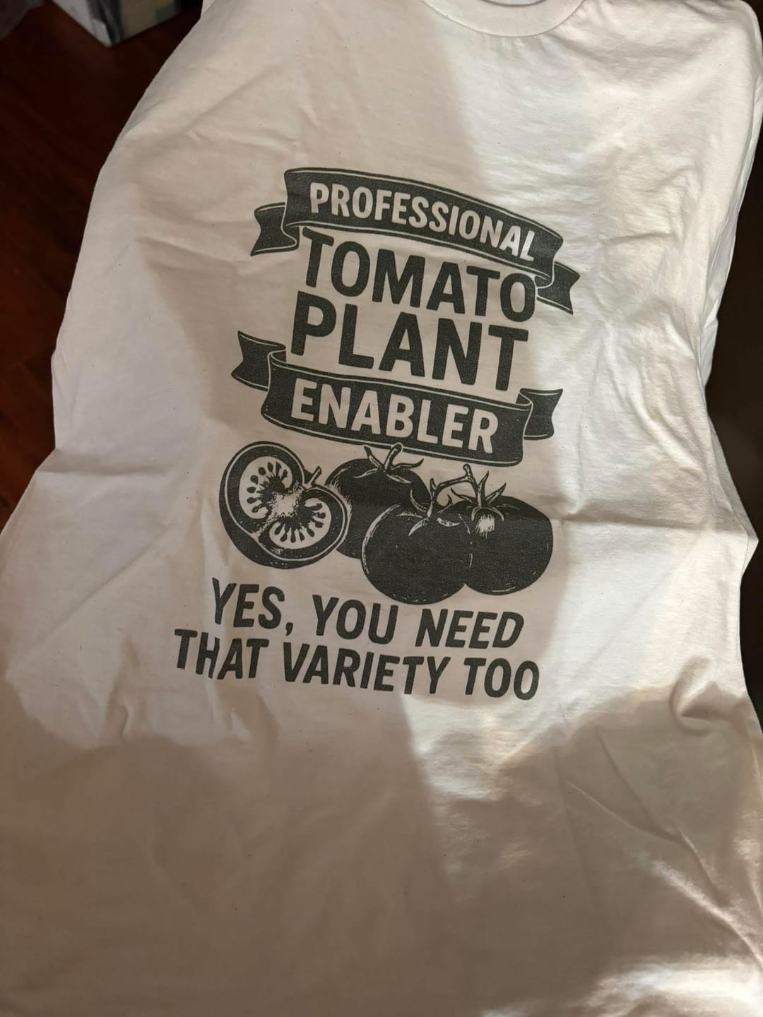 Customer photo review of Professional Tomato Plant Enabler T-Shirt