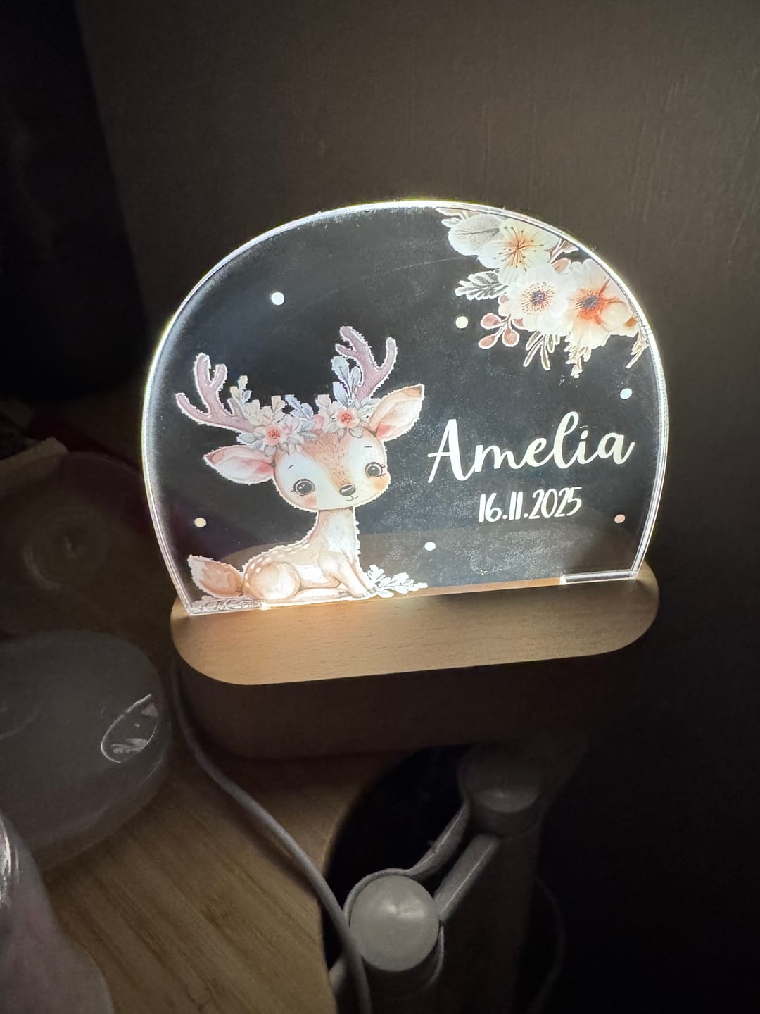 Customer photo review of Nachtlicht Kinder personalisiert - Baby Reh