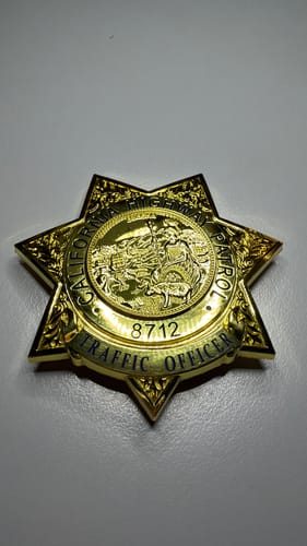Customer photo review of US Traffic Officer CHP highway patrol Badge Replica Movie Props Customizable Number