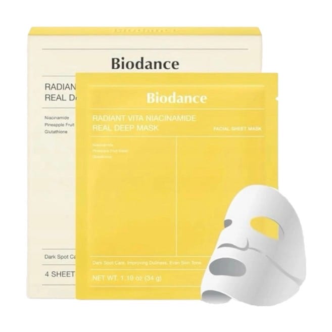 Customer photo review of Hidrogela maska ar niacinamīdu mirdzuma piešķiršanai ādai Biodance Radiant Vita Niacinamide Real Deep Mask