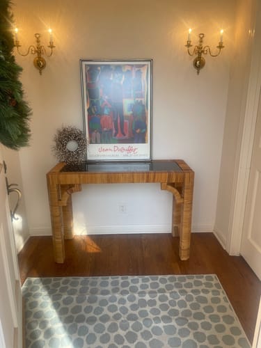 Customer photo review of Puff Dotty Lake Blue Washable Rug